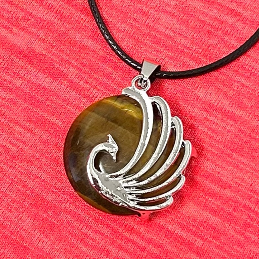 Peacock Tiger Eye Natural Stone Pendant Necklace Gemstone Pendant